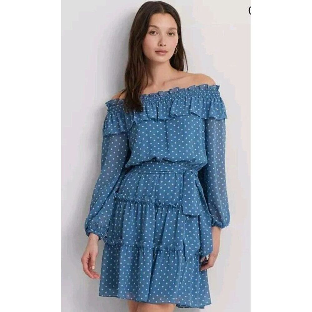Lauren Ralph Lauren Women'sโ Print Georgette Off Shoulder Dress Size 6 NWT $185
